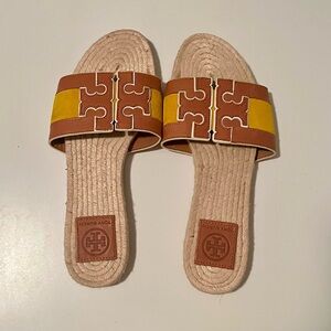 Tory Burch Ines Espadrille Slide Women's Shoes Tan/Goldfinch